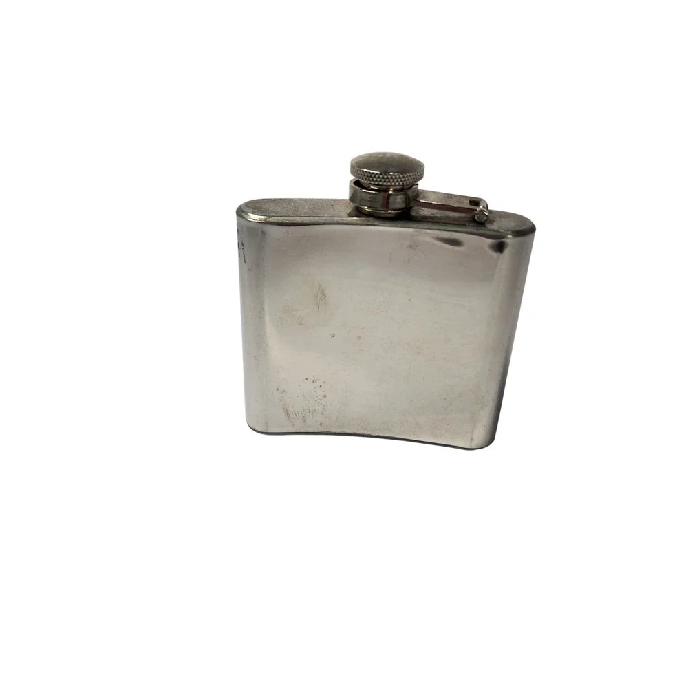 VTG Skull and Roses Stainless Steel Pocket Flask 5oz Silver Gothic Biker Style